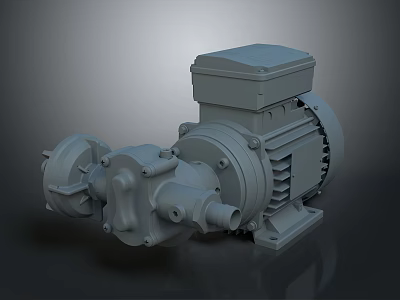 Gray Mechanical Device With Square Top Casing And Cylindrical Body For Industrial Use 3d model