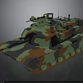 Detailed Modern Military Tank With Camouflage Paint Tracks Turret And Cannon