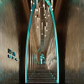 Elegant Hotel Corridor With Arch Shaped Structures And Warm Ambient Lighting 3d model
