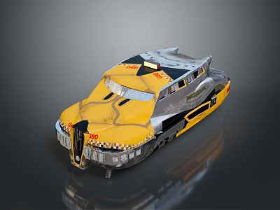 Futuristic Yellow And Silver Vehicle With Sleek Body And Streamlined Design Features 3d model