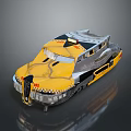 Futuristic Yellow And Silver Vehicle With Sleek Body And Streamlined Design Features