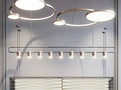 Modern Circular Pendant Lights With Multiple Round Panels For Interior Design 3d model