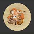 Fresh Peeled Sliced Tangerine Segments Arranged On Wooden Cutting Board