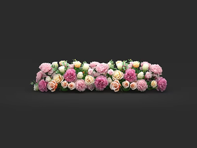 Colorful Mixed Flowers Garland With Pink White Yellow Blooms For Decorative Use 3d model