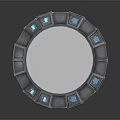 Space Circular Control Panel Featuring Blue Components And White Central Hub 3d model