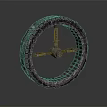 Cartoon Mechanical Wheel With Futuristic Design Featuring Grid Pattern And Metal Frame Structure 3d model