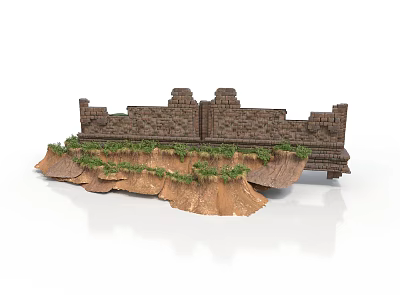 Cartoon Style Medieval Castle Castle Cliff Rock Tower Wall Landform Foundation Medieval Architecture Defense Western Ancient Architecture 3d model