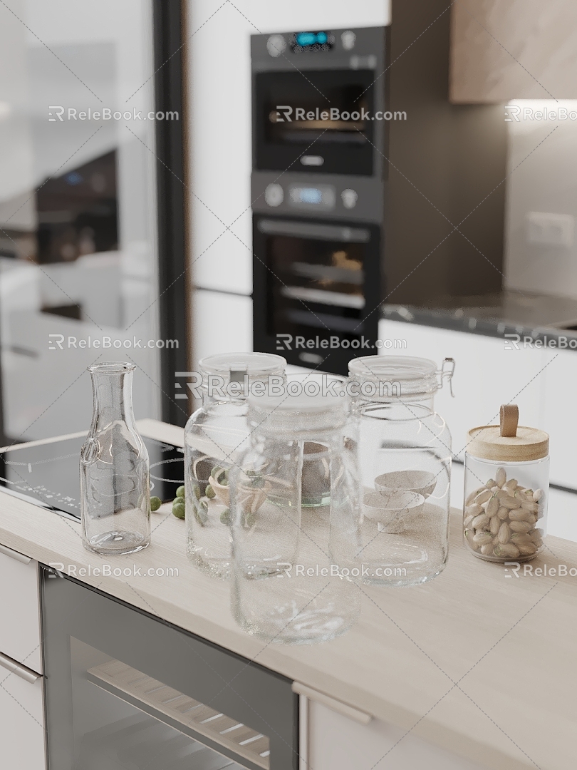 Modern Kitchen Ornaments Glass Jar Nut Pistachio 3d model