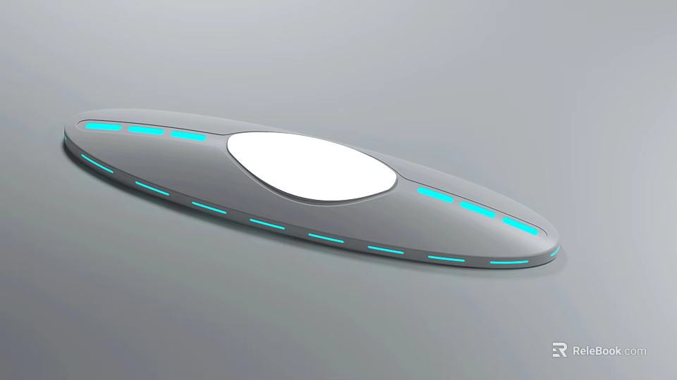 Modern Tech Device With Sleek Gray Body Blue Light Strips And White Oval Panel 3d model 
