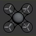 Modern Quadrotor Drone With Spherical White Body Black Frame And Four Blue Tipped Propellers
