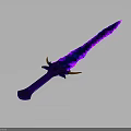 Glowing Fantasy Sword Featuring Purple Blue Blade and Golden Hilt Accents for Game Weapon Design