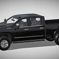 Black Chevrolet Pickup Truck With Double Cab Modern Design And Silver Wheels