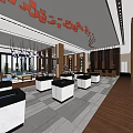 Spacious Hotel Lobby Featuring Wooden Ceiling Large Windows Stone Floor And Chandeliers 3d model