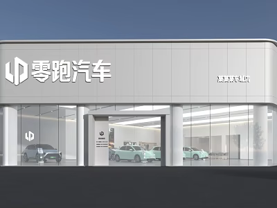 Car 4S shop zero run maintenance reception new car delivery car 4S shop door head new energy car 3d model