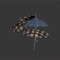 Fashionable Plaid and Blue Patterned Umbrellas as Essential Daily Life Supplies