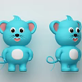 Two Blue Mouse Dolls With Pink Ears White Belly Curved Tail And Cute Expression 3d model