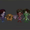 Colorful Cartoon Characters 3D Models With Purple Green Red Hairstyles And Animal Figures