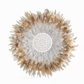 Round Feathery Wall Decor With Brown White Gray Tones And Intricate Cutout Center