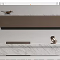 Modern Reception Desk Design With Marble Countertop And Decorative Bird Figurine Metal Sculpture