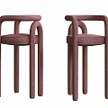 Modern Two Plum Colored Bar Stools With Curved Armrests And Smooth Legs 3d model