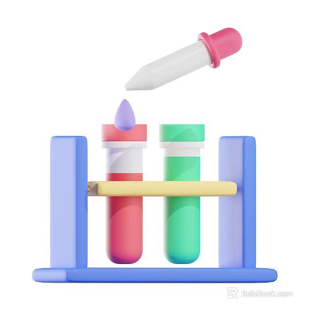 Medical Laboratory Pipette Transferring Liquid Into Colorful Test Tubes On Rack 3d model 
