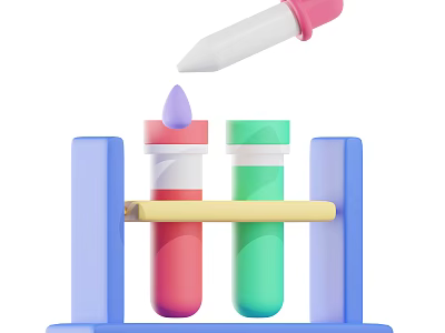 Medical Laboratory Pipette Transferring Liquid Into Colorful Test Tubes On Rack 3d model