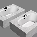 Two Oval Bathtubs With Marble Bases And Chrome Faucets In Bathroom Design