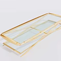 Modern Glass Coffee Table With Gold Metal Frame And Minimalist Design