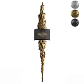 Elegant Modern Wall Lamp With Gold Textured Body And Black Fabric Shade