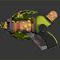 Green Pizza Design Weapon With Orange Muzzle Energy And Top Part