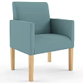 Light Blue Fabric Single Armchair With Armrests And Solid Wooden Legs 3d model