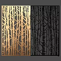 Golden Laser Cut Decorative Panels With Tree Patterns For Interior Design