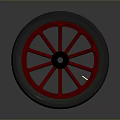 High Quality Car Wheel Component With Red Spokes Black Hub And Gray Tire