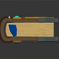 3D Model Wooden Decorative Box With Brown Straps Metal Corners And Blue Gems