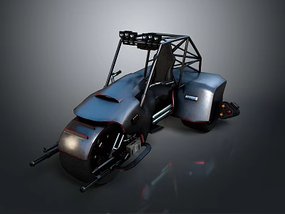 Futuristic Motorcycle 3D Model With Open Frame Dark Metallic Sci Fi Concept Design 3d model