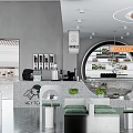 Modern Bubble Tea Shop Interior With Circular Display And Seating 3d model