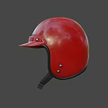 Red Shiny Motorcycle Helmet with Metal Rivets Adjustable Chin Strap for Safety Riding