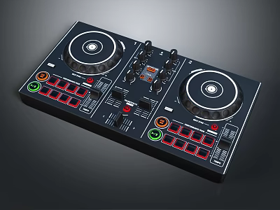 Professional DJ Controller Electronic Music Instrument With Dual Turntables Control Knobs And Buttons Panel 3d model