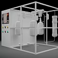 Industrial Equipment With Transparent Frame Structure Control Panel Pipes And Multiple Containers