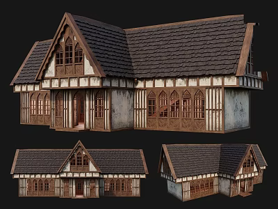 Ancient Architecture Featuring Traditional Tiled Roof Wooden Frame Arched Windows Exterior Design And Multiple Views 3d model
