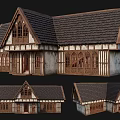 Ancient Architecture Featuring Traditional Tiled Roof Wooden Frame Arched Windows Exterior Design And Multiple Views