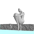 White Female Ballet Dancer Sculpture With Grey Stone Base And Water Reflection