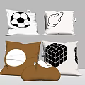 Creative Decorative Pillows with Soccer Ball Hand Gesture Circular Rubik's Cube and Cloud Shape Design