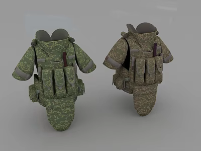 Military Style Camouflage Tactical Clothing With Multiple Pockets And Utility Attachments Design 3d model