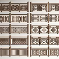 Traditional Wooden Railings With Various Intricate Carved Decorative Patterns And Styles