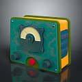 Vintage Industrial Electronic Device With Green Casing Gauge Knobs And Red Button 3d model