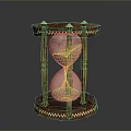 Vintage Decorative Hourglass With Wooden Frame Ornate Edges And Glass Bulbs