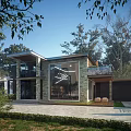 Modern single-family villa architecture 3d model