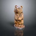 Hand Carved Wooden Bear Sculpture In Standing Pose With Detailed Features