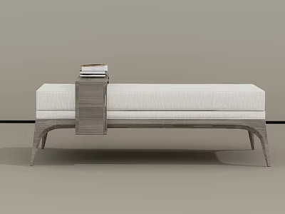 Modern Two Seater Sofa With Wooden Frame Light Fabric Upholstery And Stack Of Books 3d model